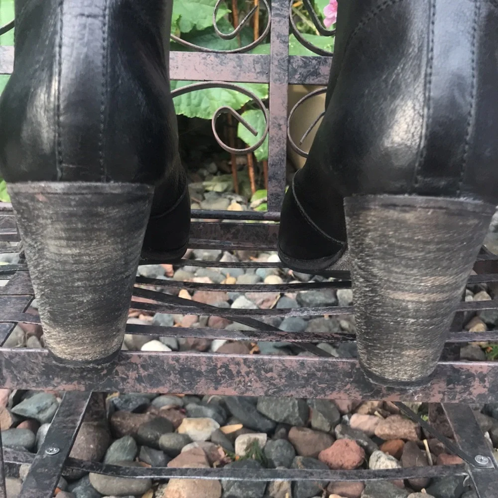 ☀️ N.D.C Black Leather mid-calf heeled boots - Picture 10 of 15
